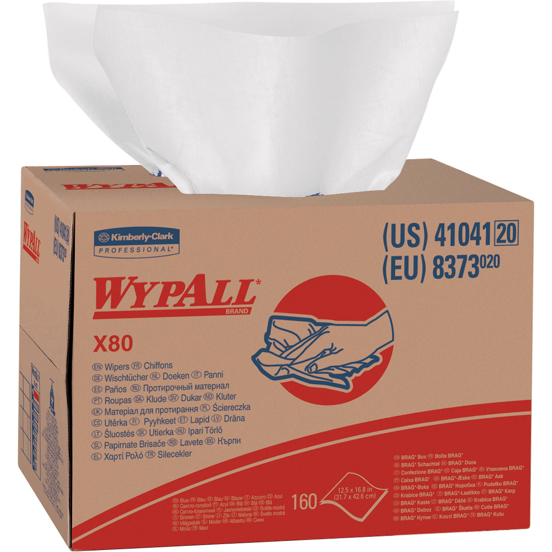 Kimberly-Clark X80 Wipers, Heavy-Duty, 16-4/5" L x 11" W