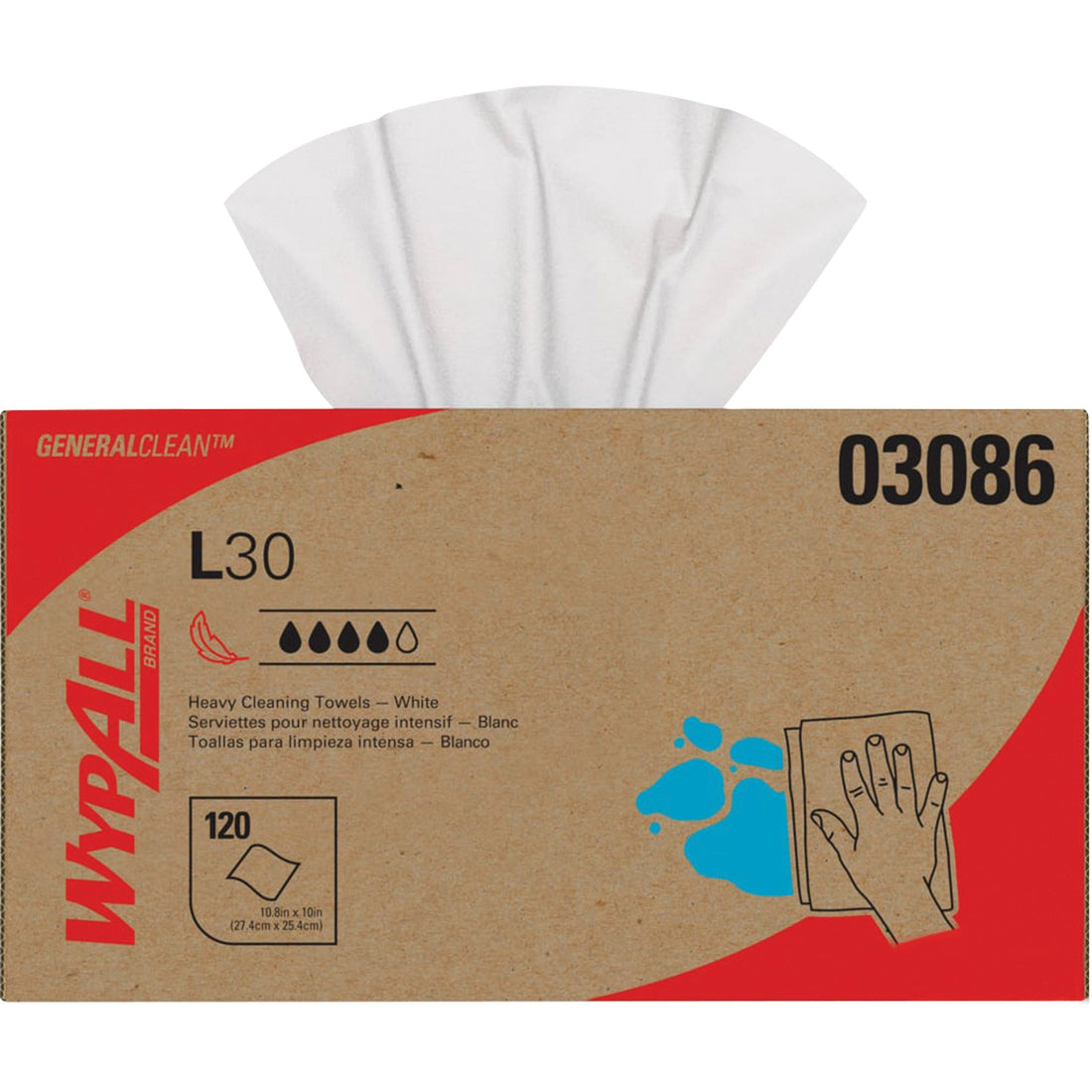Kimberly-Clark L30 Wipers, All-Purpose, 10" L x 10-4/5" W