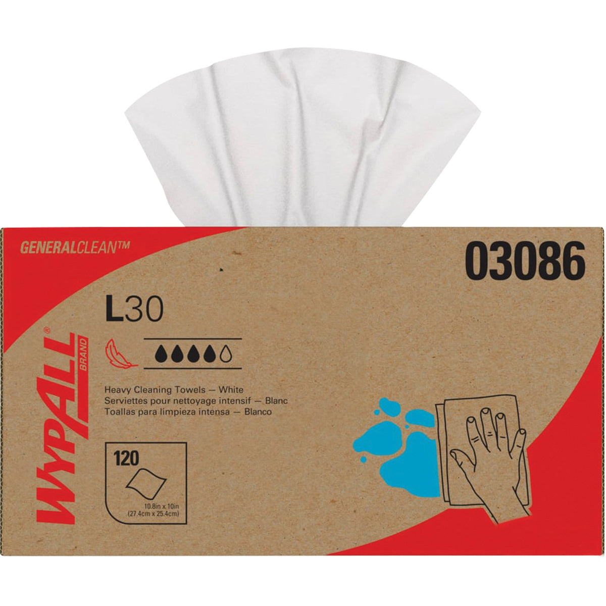 Kimberly-Clark L30 Wipers, All-Purpose, 10" L x 10-4/5" W