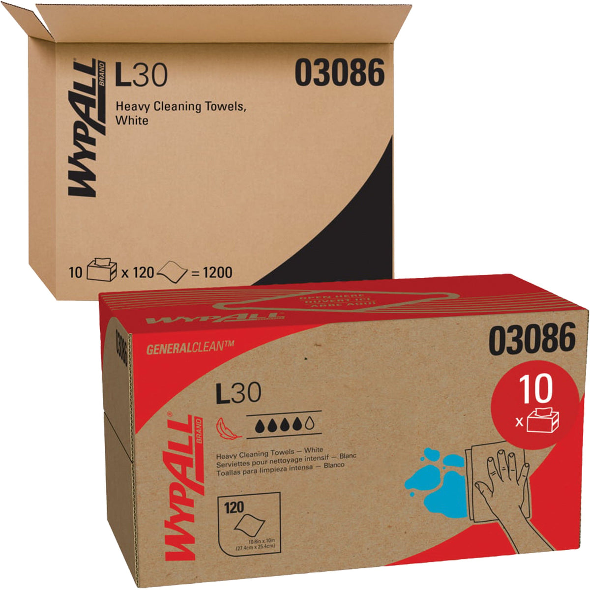 Kimberly-Clark L30 Wipers, All-Purpose, 10" L x 10-4/5" W