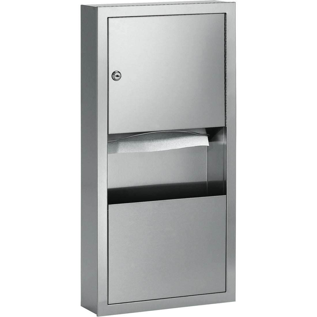 Bradley Combination Towel Dispenser with Waste Receptacle, Manual, 14" W x 4" D x 28" H