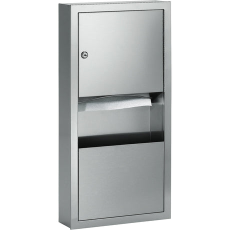 Bradley Combination Towel Dispenser with Waste Receptacle, Manual, 14" W x 4" D x 28" H