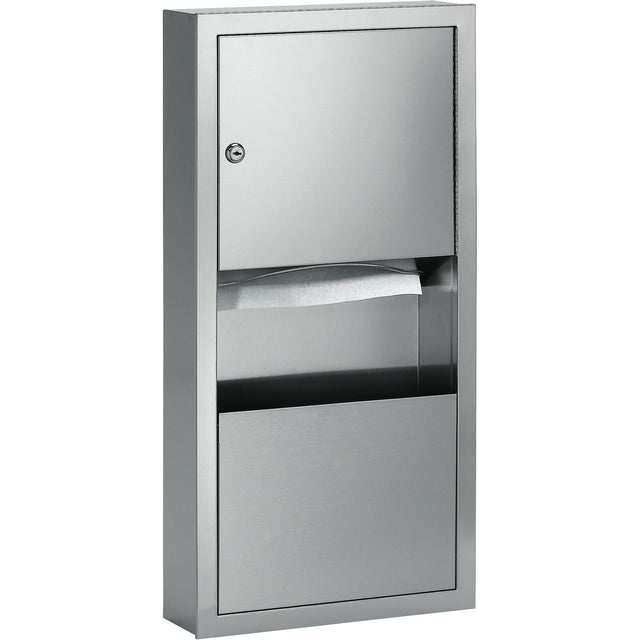 Bradley Combination Towel Dispenser with Waste Receptacle, Manual, 14" W x 4" D x 28" H