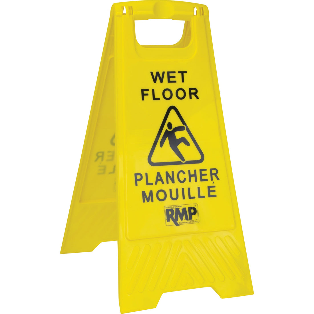 RMP Maintenance Safety Wet Floor Sign, Bilingual with Pictogram