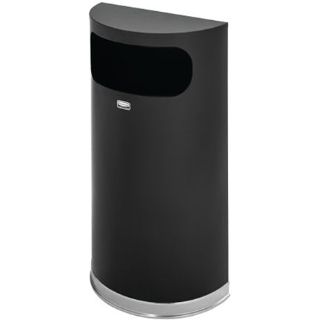 Rubbermaid Half-Round Open Top Waste Container, Steel, 9 US gal.