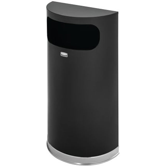 Rubbermaid Half-Round Open Top Waste Container, Steel, 9 US gal.