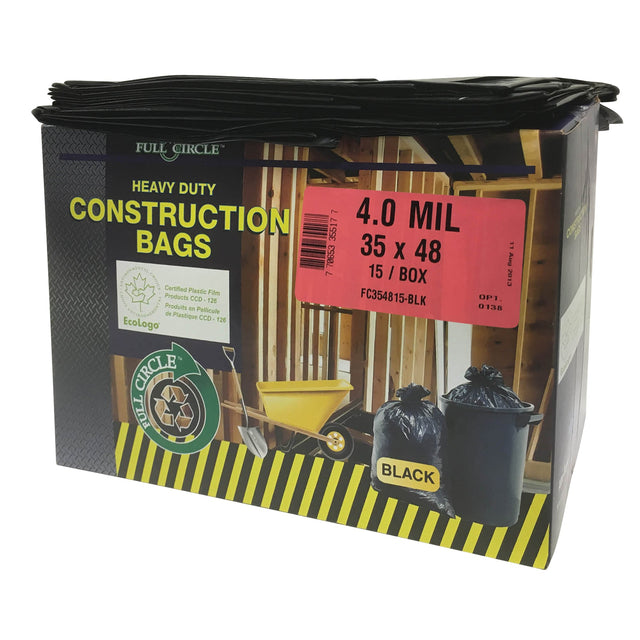 Alte-Rego Contractor Liners, Strong, 35" W x 48" L, 4 mils, Black, 166.55 L (44 Gal.) Capacity