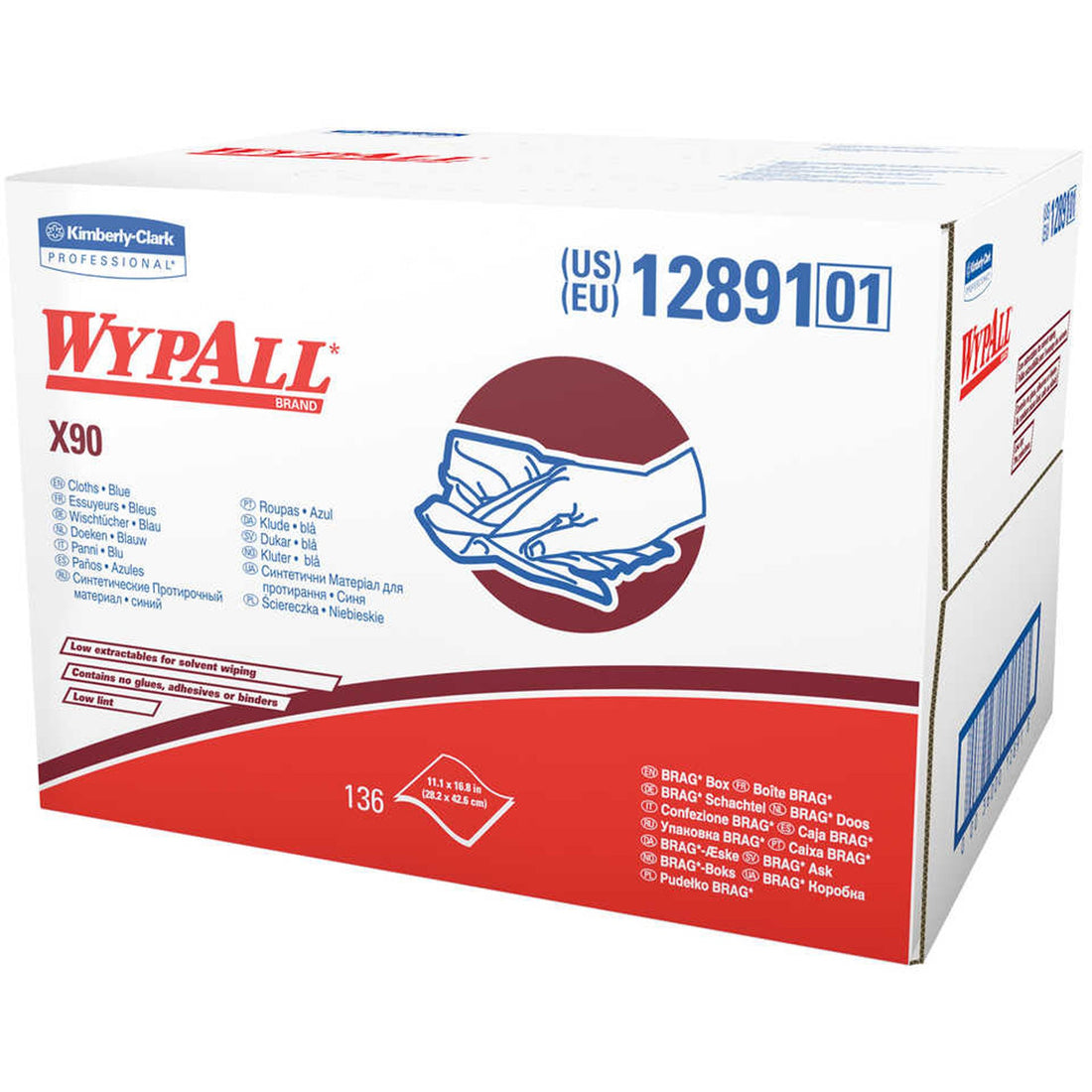 Kimberly-Clark X90 BRAG* Box Wipers, Heavy-Duty, 11" L x 16-4/5" W
