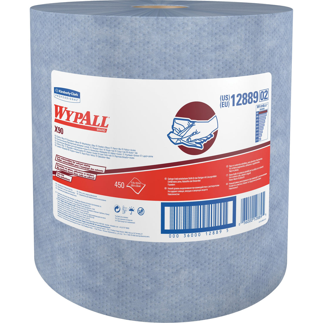 Kimberly-Clark X90 Jumbo Roll Wipers, Heavy-Duty, 12-1/5" L x 12-2/5" W
