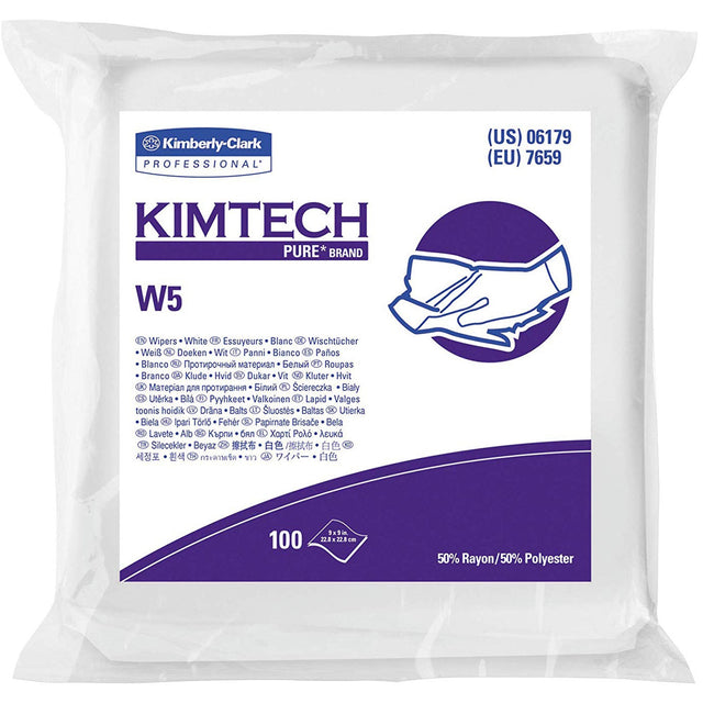 Kimberly-Clark Kimtech™ Pure W5 Wipers, Specialty, 9" L x 9" W
