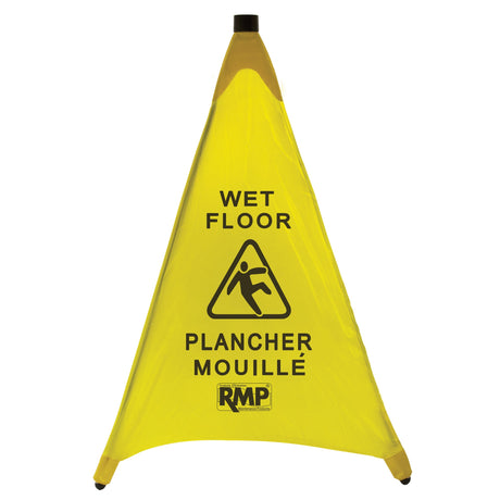 RMP Maintenance "Wet Floor" Pop-Up Safety Cone, Bilingual with Pictogram