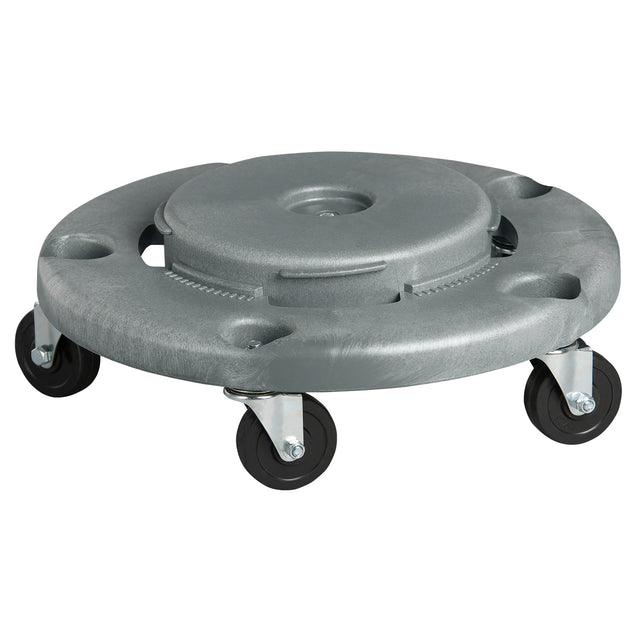 M2 Professional Waste Container Dolly, Polyethylene, Grey, Fits: 24" Dia.