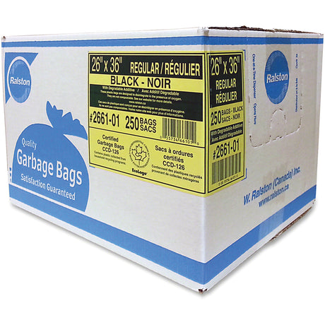 Ralston Industrial Garbage Bags, Regular, 36" W x 26" L, 0.65 mils, Black