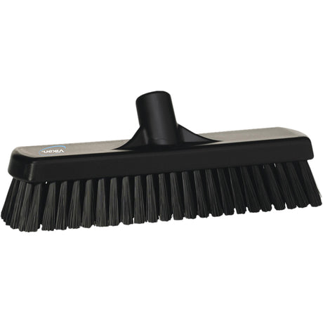 Vikan Deck & Wall Scrub Broom, Stiff Bristles, 12", Polyester, Black