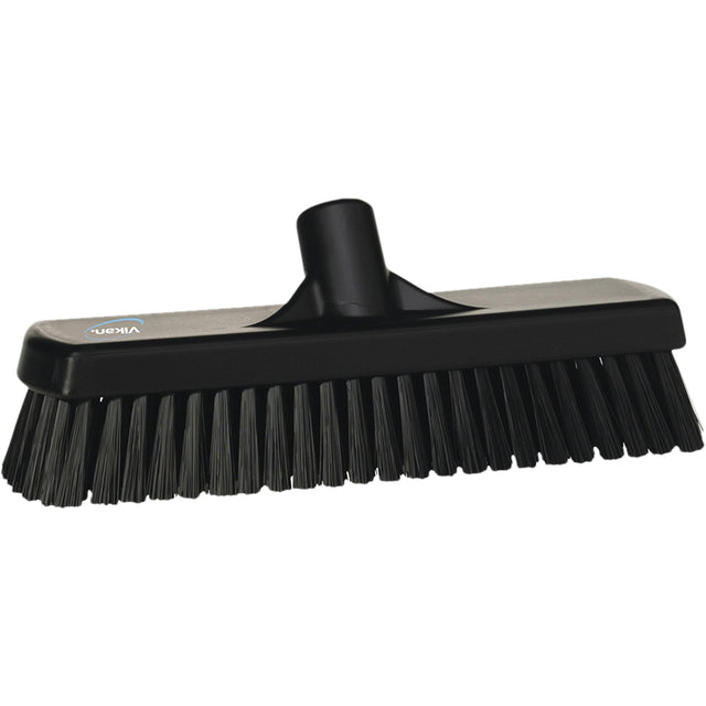 Vikan Deck & Wall Scrub Broom, Stiff Bristles, 12", Polyester, Black