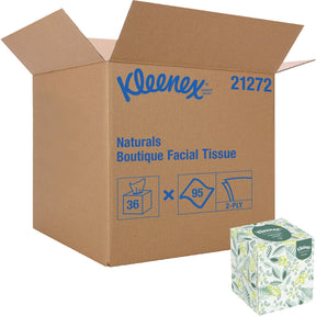 Kimberly-Clark Kleenex® Naturals Boutique* Facial Tissue, 2 Ply, 7.8" L x 8.3" W, 95 Sheets/Box