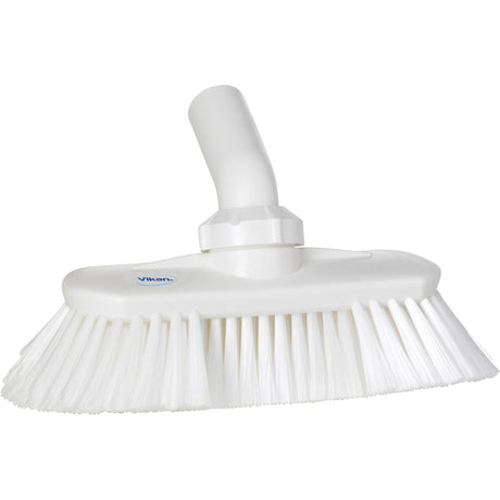 Vikan Angle-Adjustable Water-Fed Washing Brush, Soft Bristles, 9-1/4" Long, White