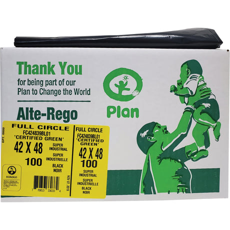 Alte-Rego Full Circle Super Industrial Garbage Bags, Biodegradable, X-Strong, 48" L x 42" W, 1.5 mils Thick