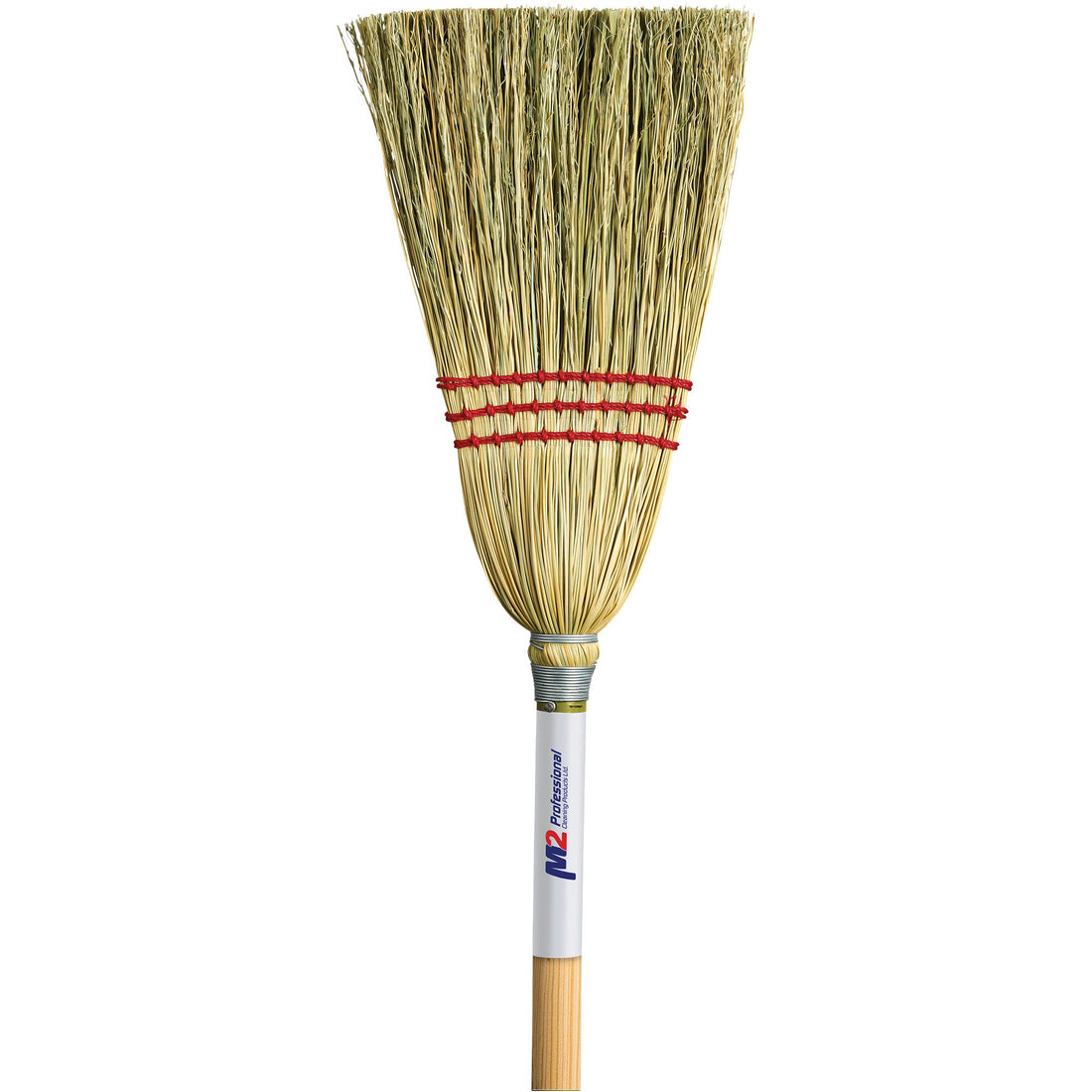 M2 Professional Lobby Corn Broom, 3-String, Wood Handle