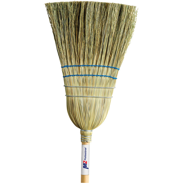M2 Professional Heavy-Duty Corn Broom, 2-String, Wood Handle