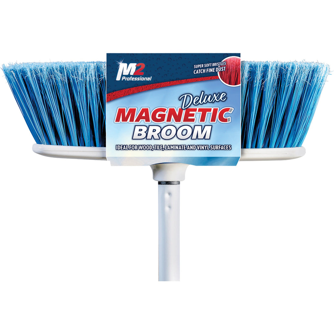 M2 Professional Flat Magnetic Indoor Broom with Handle, 48" Long