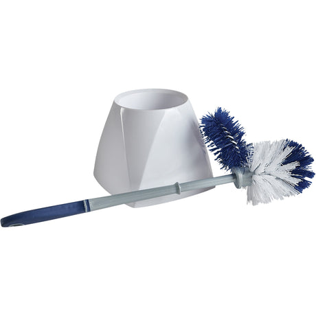 M2 Professional Toilet Brush with Lip & Holder, 15" L, Synthetic Bristles, White