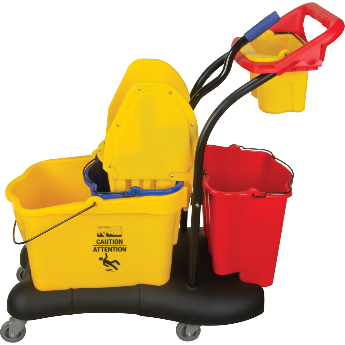 RMP Maintenance Multifunctional Mop Trolley, Down Press, 9.5 US Gal.(38 Quart), Yellow