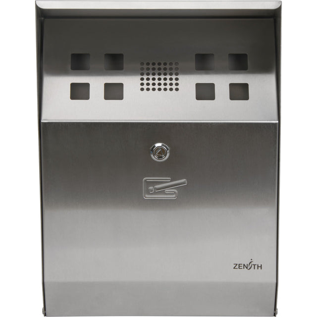 Zenith Smoking Receptacle, Wall-Mount, Stainless Steel, 1.6 Litres Capacity, 13-4/5" Height