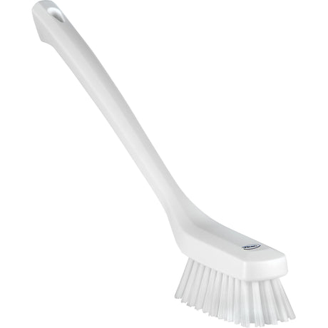 Vikan Narrow Long-Handle Cleaning Brush, Stiff Bristles, 16-1/2" Long, White