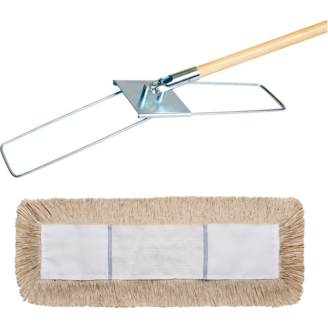 M2 Professional Break-Ezy Dust Mop System, Slip On Style, Cotton, 48" L x 5" W