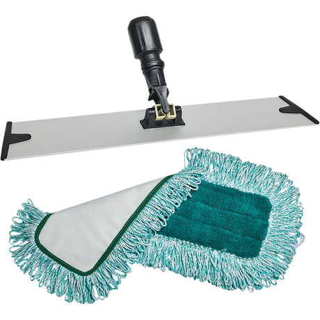 M2 Professional Dust Mop Pad & Frame, Hook and Loop Style, Polyester, 18" L x 5-3/4" W