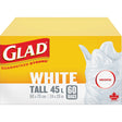 Glad Tall 45L Unscented Garbage Bags, Regular, 24" W x 28" L, White