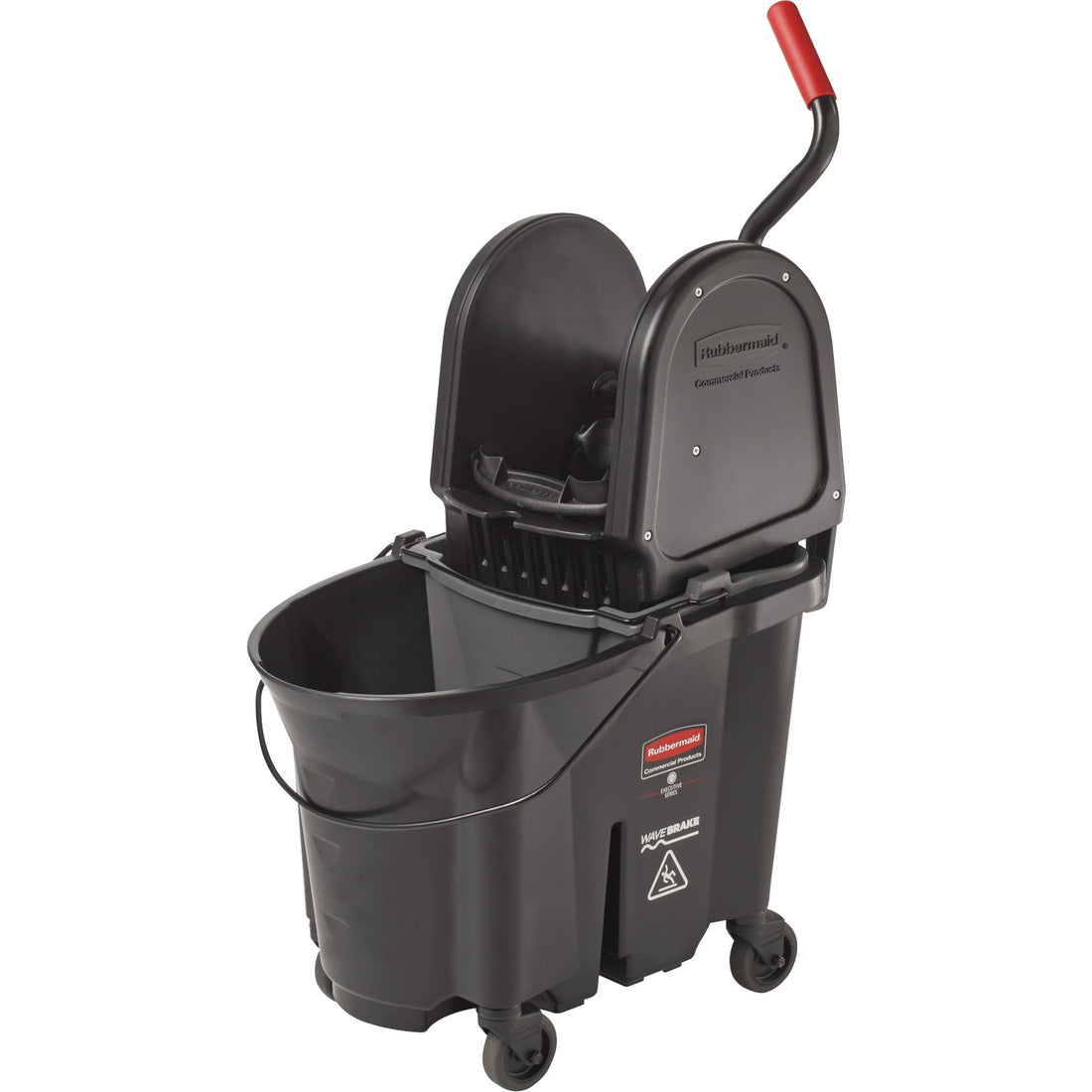 Rubbermaid Wavebrake® Bucket & Wringer, Down Press, 8.75 US Gal.(35 Quart), Black
