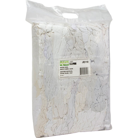 RMP Maintenance Recycled Material Wiping Rags, Cotton, White