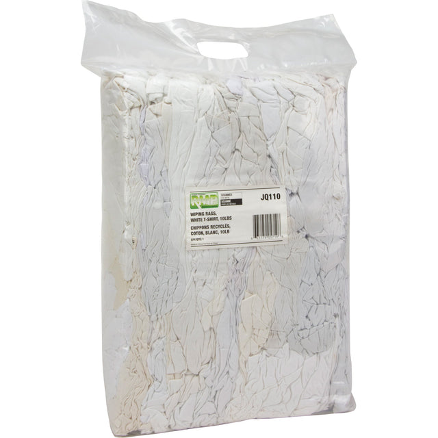 RMP Maintenance Recycled Material Wiping Rags, Cotton, White