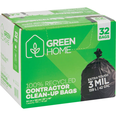 Polykar Green Home Garbage Bags, Strong, 33" W x 48" L, 3 mils, Black, 159 L (42 Gal.) Capacity