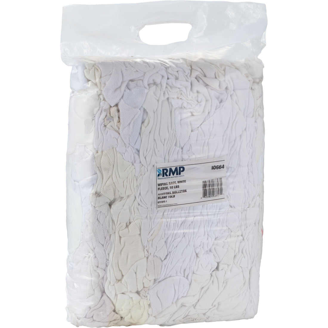 RMP Maintenance Wiper Rags, Fleece, White