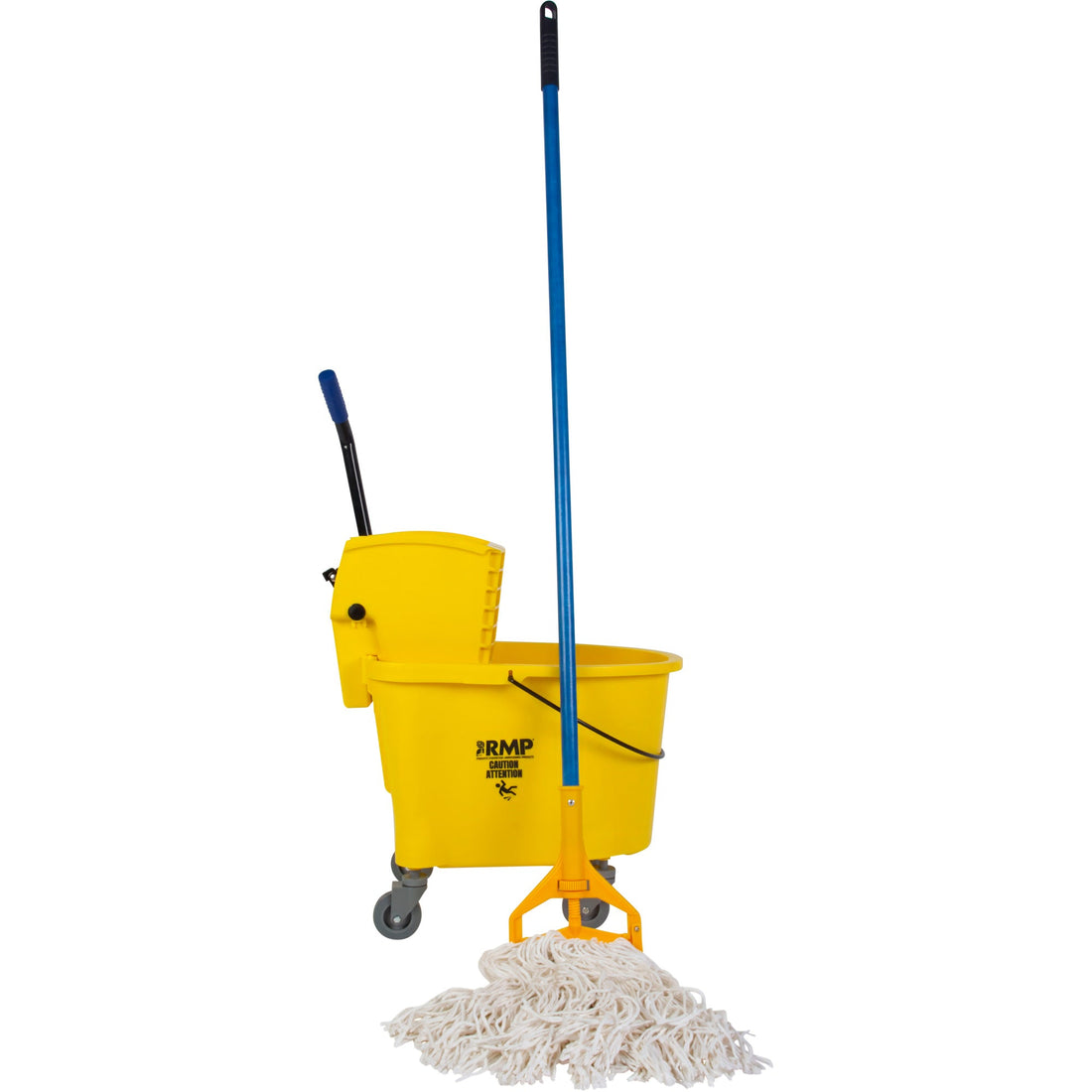 RMP Maintenance Economical Mop & Bucket Kit with 16 oz. Mop Head, Side Press, 8.75 US Gal.(35 Quart), Yellow