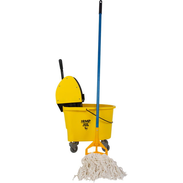 RMP Maintenance Economical Mop & Bucket Kit with 12 oz. Mop Head, Down Press, 8.75 US Gal.(35 Quart), Yellow