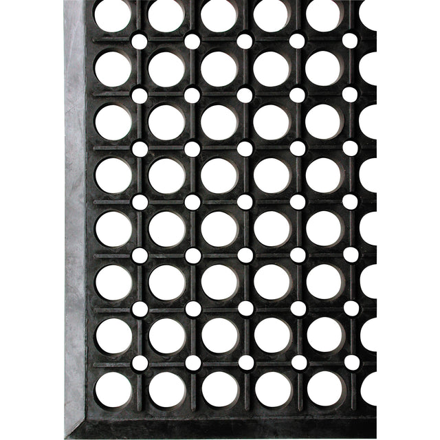 Wearwell Workrite No. 474 Matting, Slotted, 3' x 10' x 1/2", Black, Natural Rubber