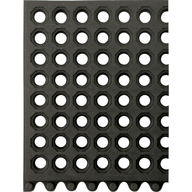 Wearwell 24/Seven® Matting, Rubber, 3' W x 3' L, 5/8" Thick, Black