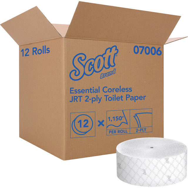 Kimberly-Clark Scott® Essential Toilet Paper, Jumbo/Coreless Roll, 2 Ply, 1150' Length, White