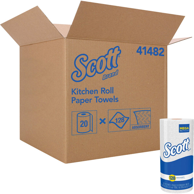 Kimberly-Clark Scott® Kitchen Roll Towels, 1 Ply, 128 Sheets/Roll, 11" W, 8.78" L