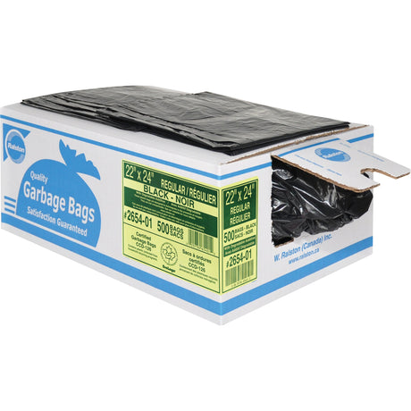 Ralston 2600 Series Industrial Garbage Bags, Regular, 24" W x 22" L, Black