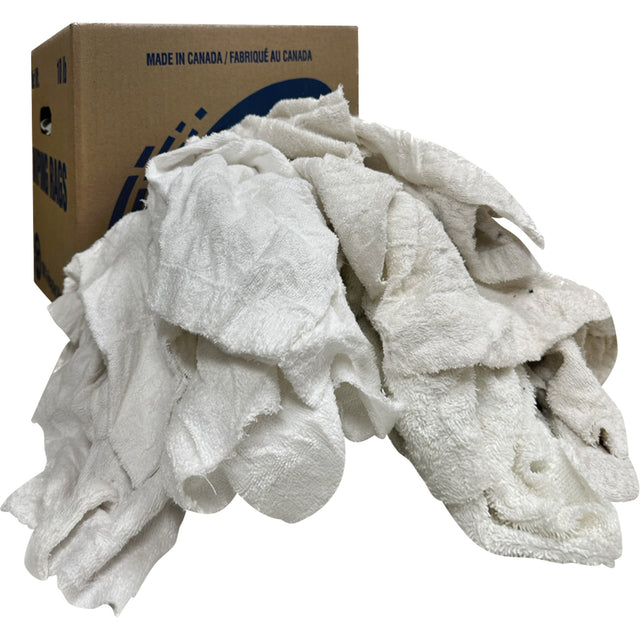 Rotex Wiper Rags Box, Terrycloth, White, 10 lbs.
