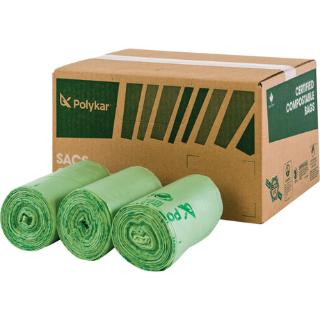 Polykar Certified Compostable Bags, Regular, 48" L x 42" W, Clear, 242 L (55 Gal.) Capacity