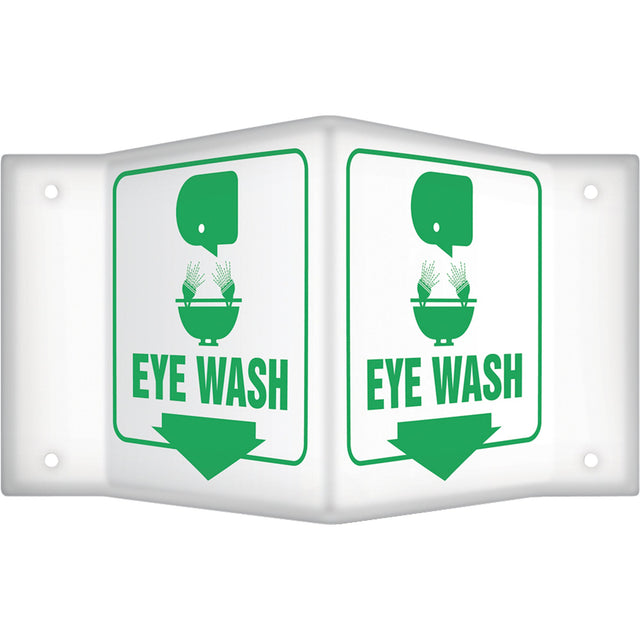 Accuform NMC "Eye Wash" Projection Sign, Plastic, English with Pictogram