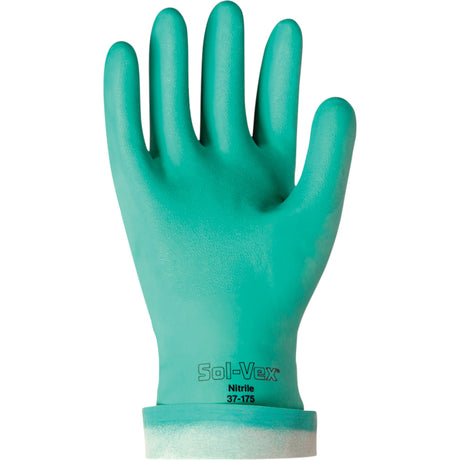 Ansell Solvex 37-175 Gloves, 13" L, Nitrile, Flock-Lined Inner Lining, 17-mil