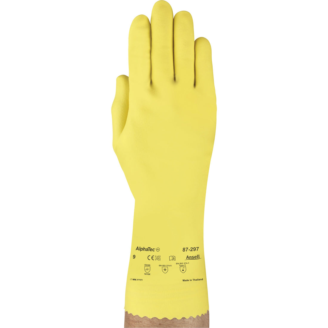 Ansell VersaTouch 297 Gloves, 12" L, Rubber Latex, Flock-Lined Inner Lining, 20-mil