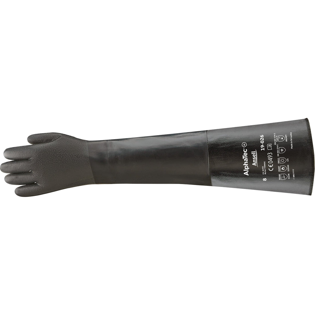 Ansell AlphaTec 19-026 Chemical Resistant Gloves, 26" L, Neoprene, Cotton Inner Lining